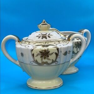 Vintage Kinode Japan porcelain sugar bowl and creamer set.